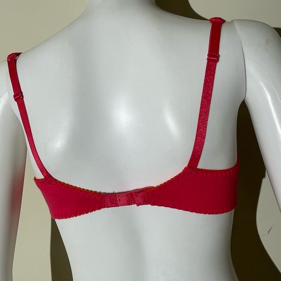 AUBADE Paris BAHIA Balconette SHOWGIRL Orange Underwire Demi Bra Sz 34C Lace - Picture 6 of 11